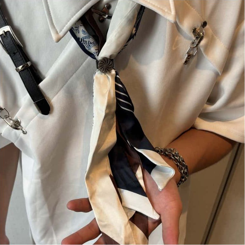 Papr Original Four Seasons 3 in 1 New Irregular Wrinkle Craft Silk Scarf Tie Printed Pattern No Knotting image 4