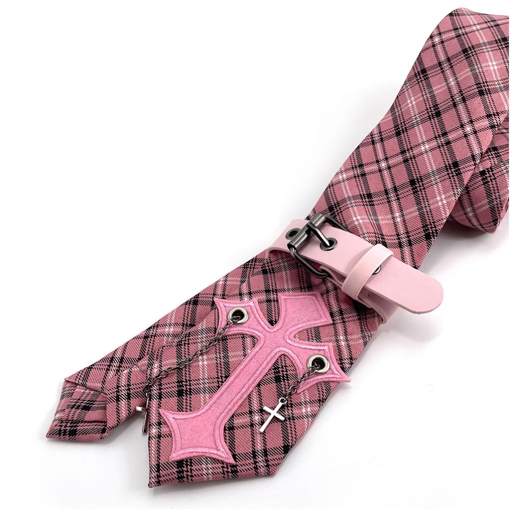 Butterfly Burning Hand Tie Grid Subculture Cross Pink Punk Personality Niche Student Versatile Academy image 2