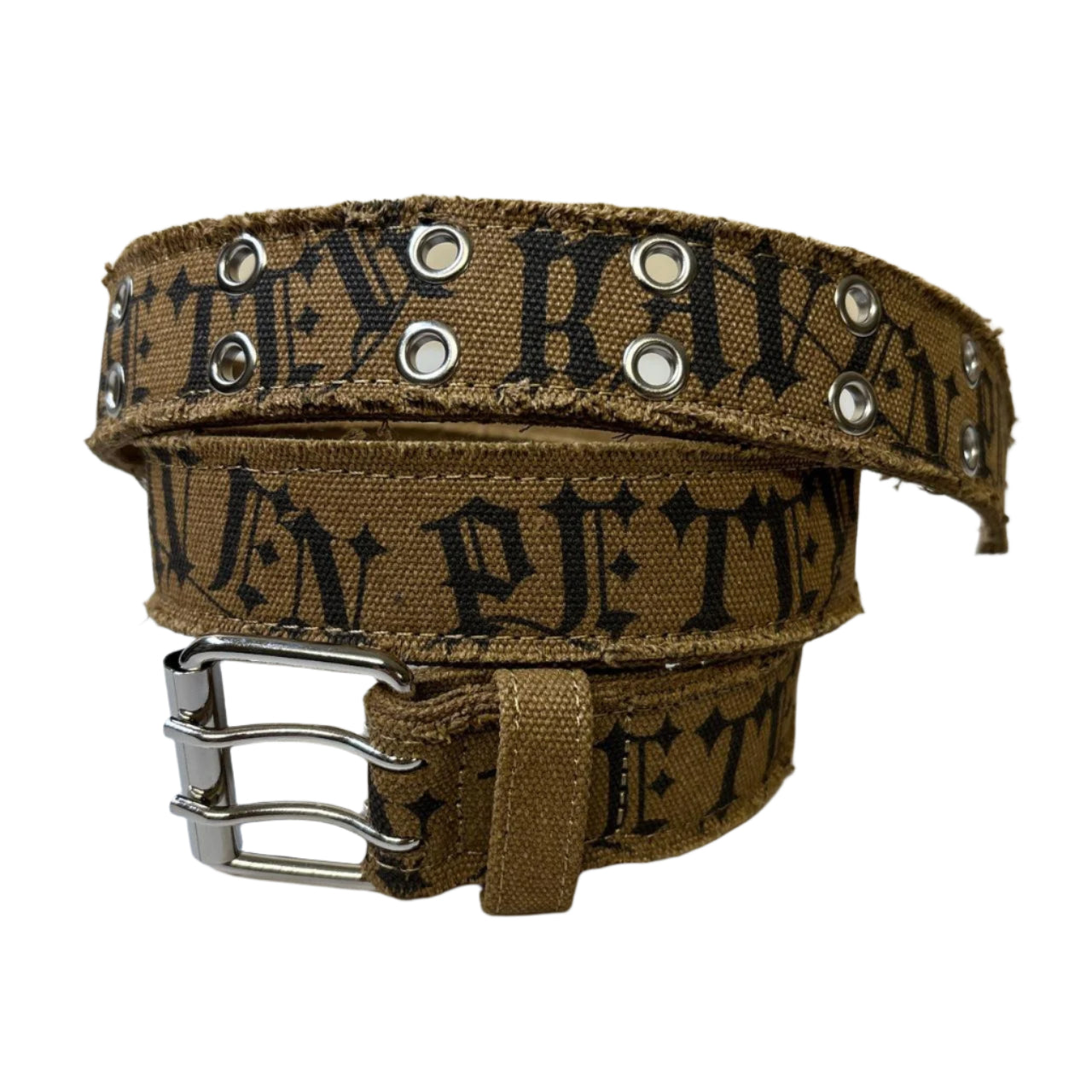 0669 - Tan Graffiti Letters Distressed Belt