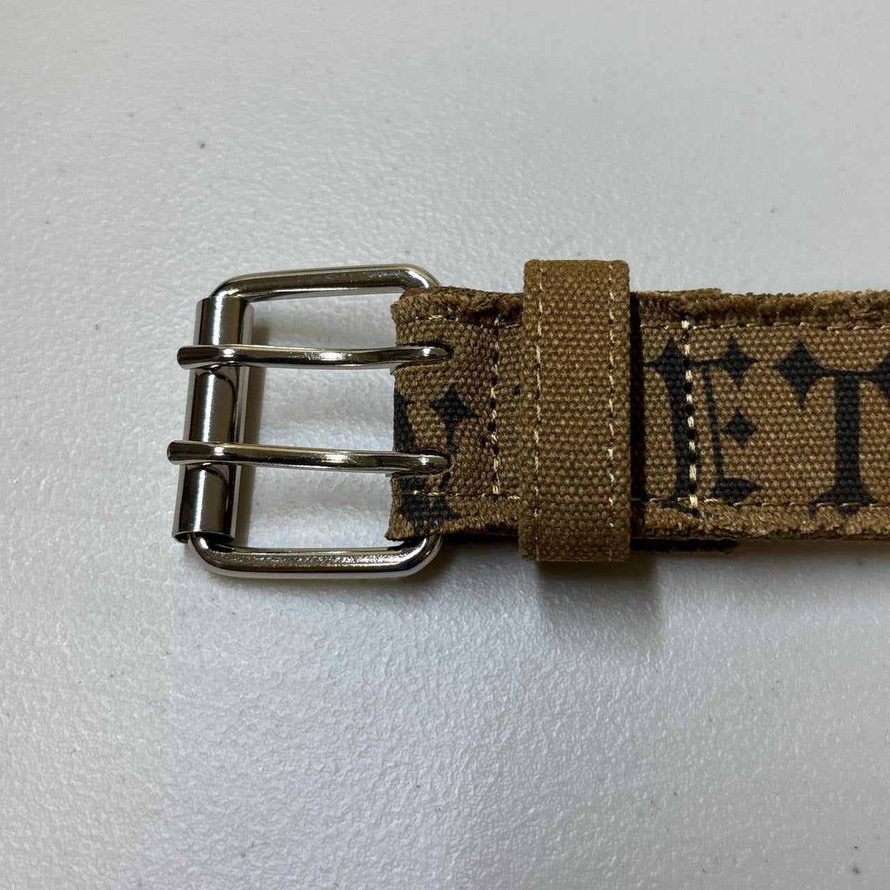0669 - Tan Graffiti Letters Distressed Belt