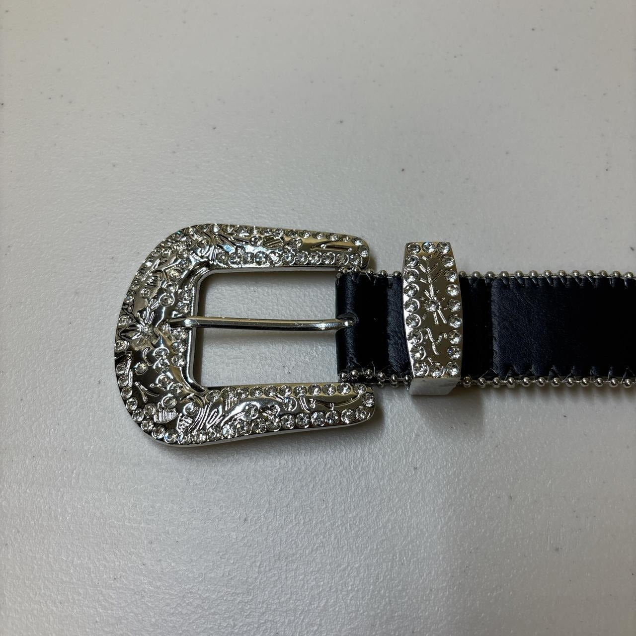 0631 - Black Cross Rhinestone Belt V2