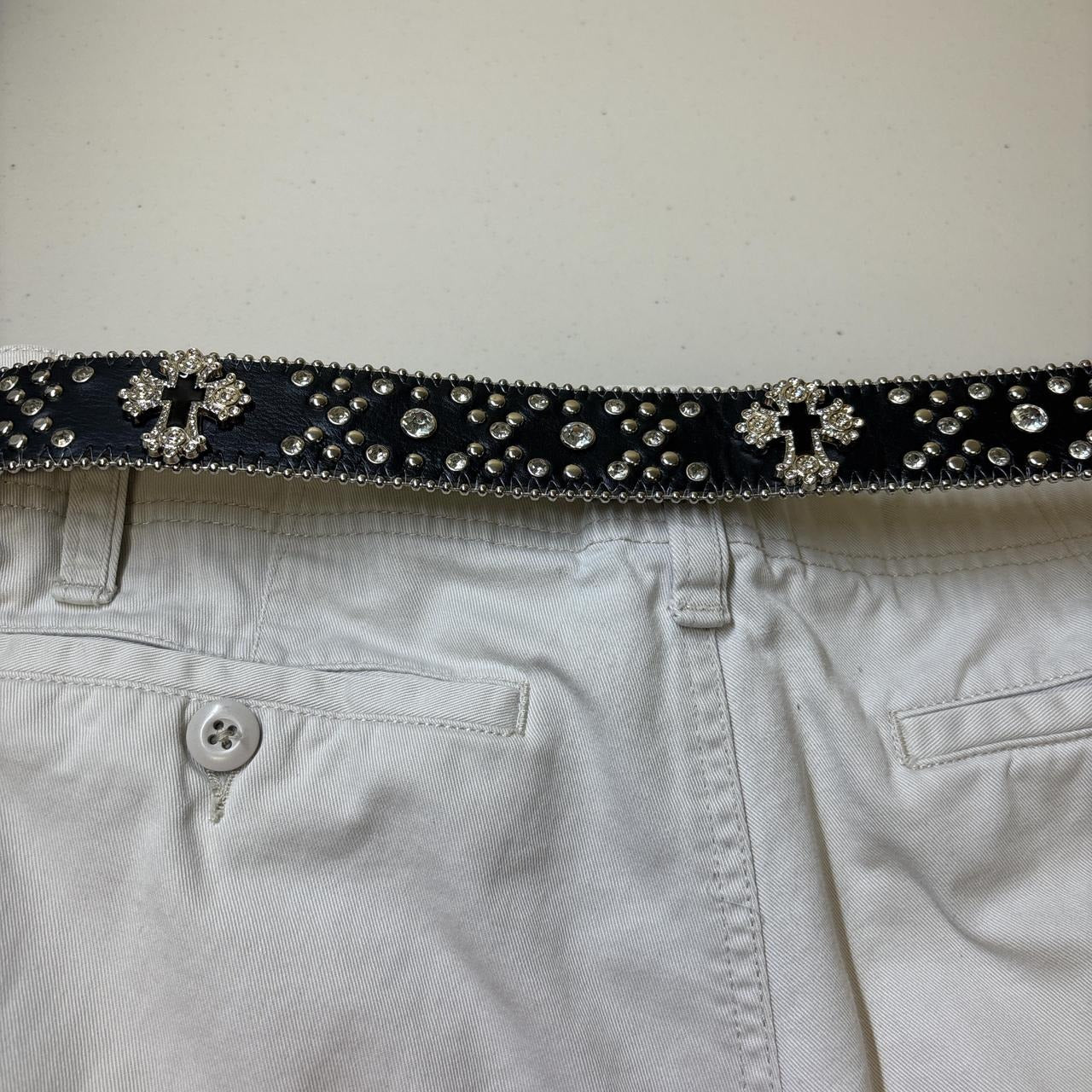 0631 - Black Cross Rhinestone Belt V2