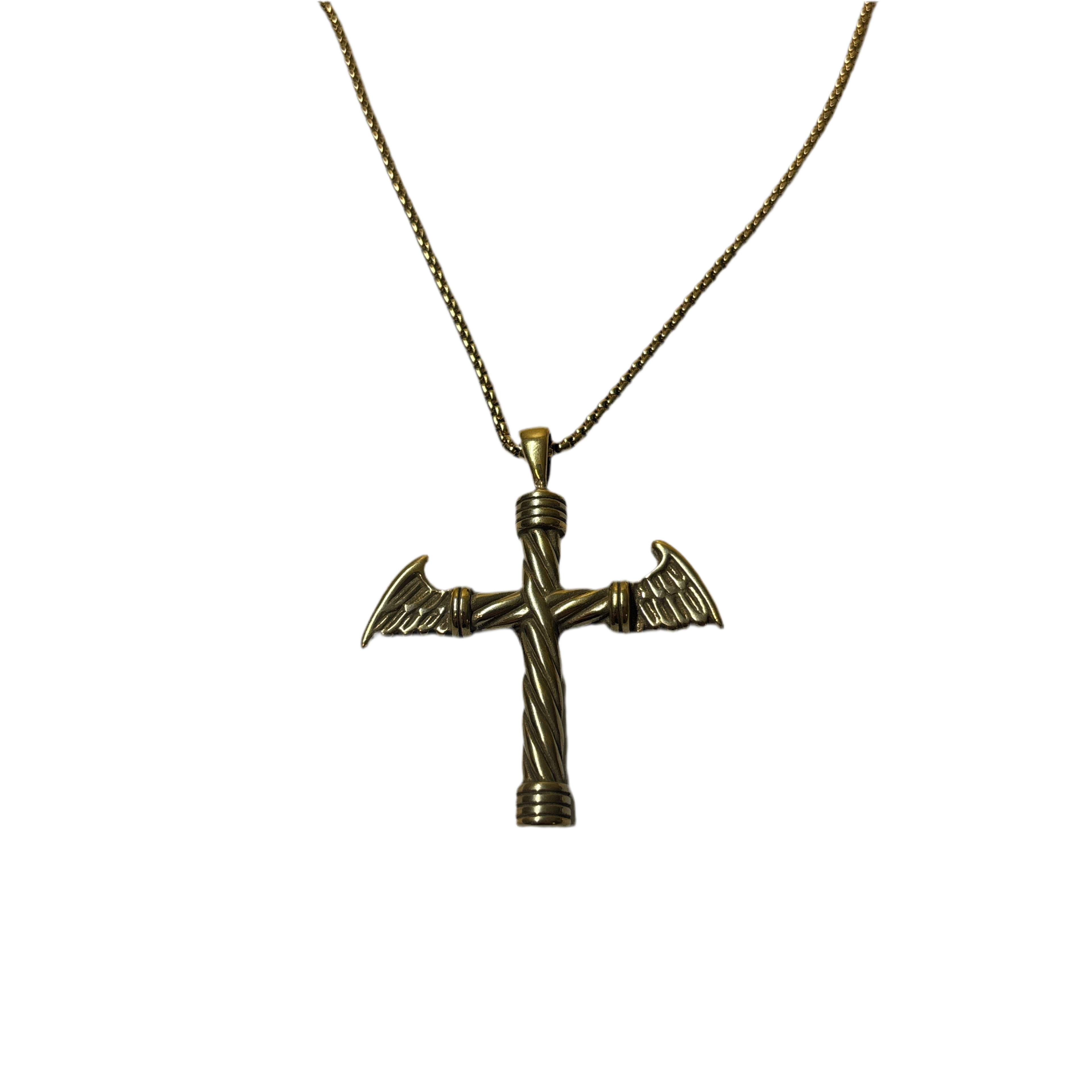 0729 - Gold Winged Cross Necklace