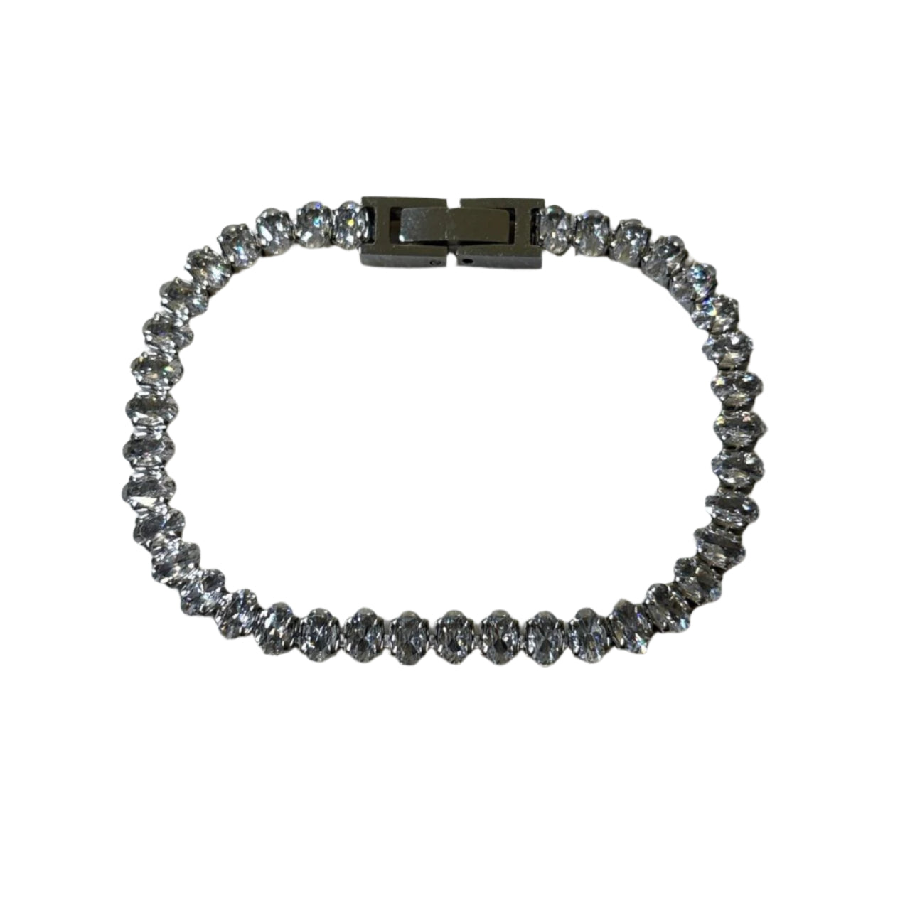0607 - Stainless Oval Cut Tennis Bracelet