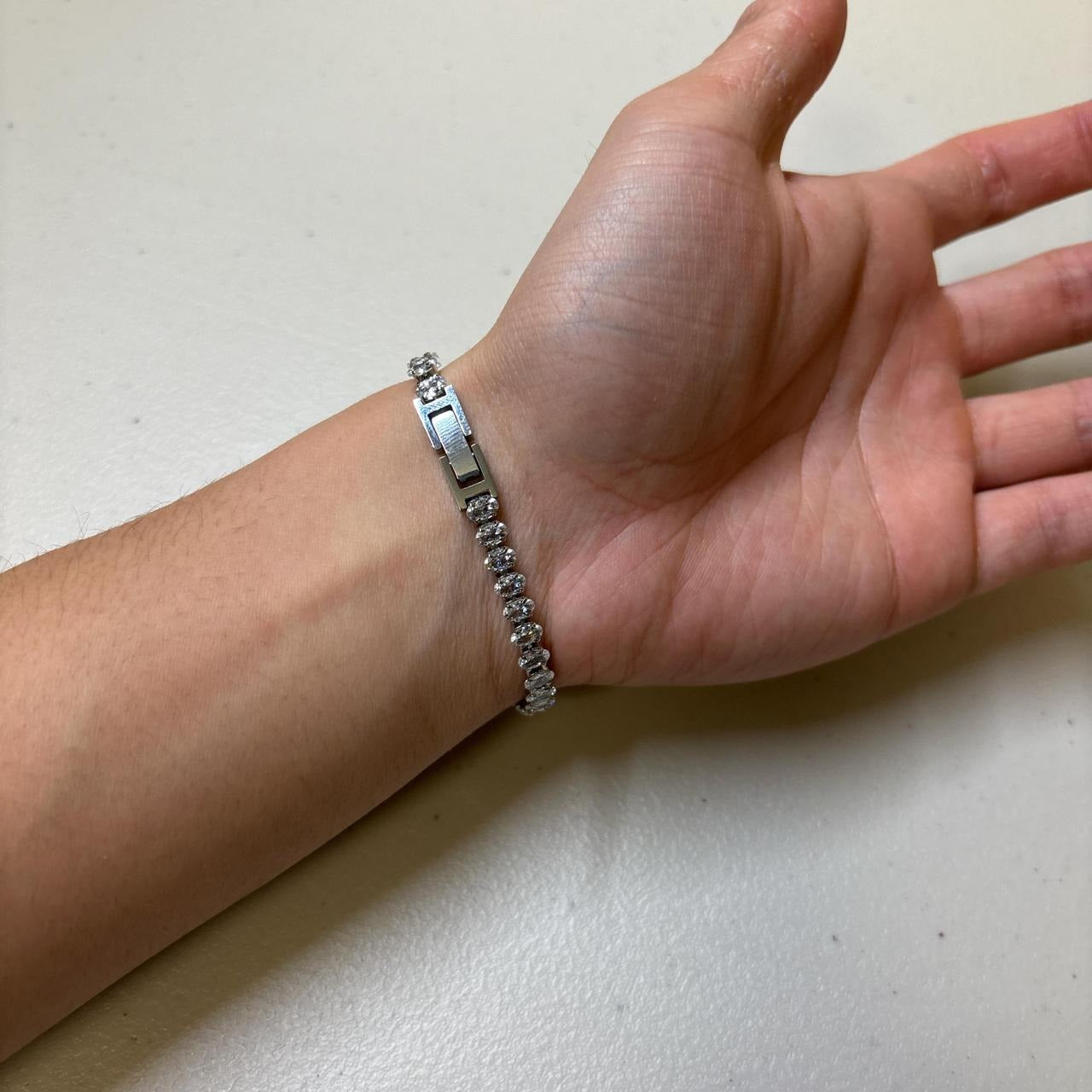 0607 - Stainless Oval Cut Tennis Bracelet
