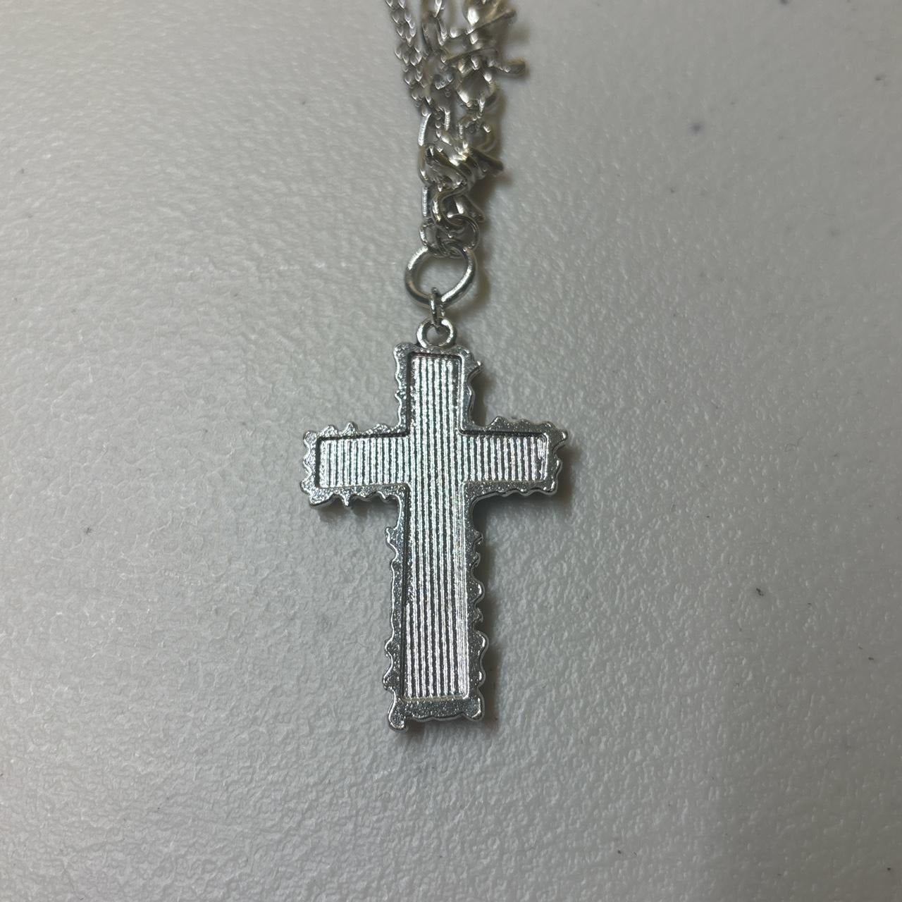 0685 - Black Cross Barbed Cable Necklace