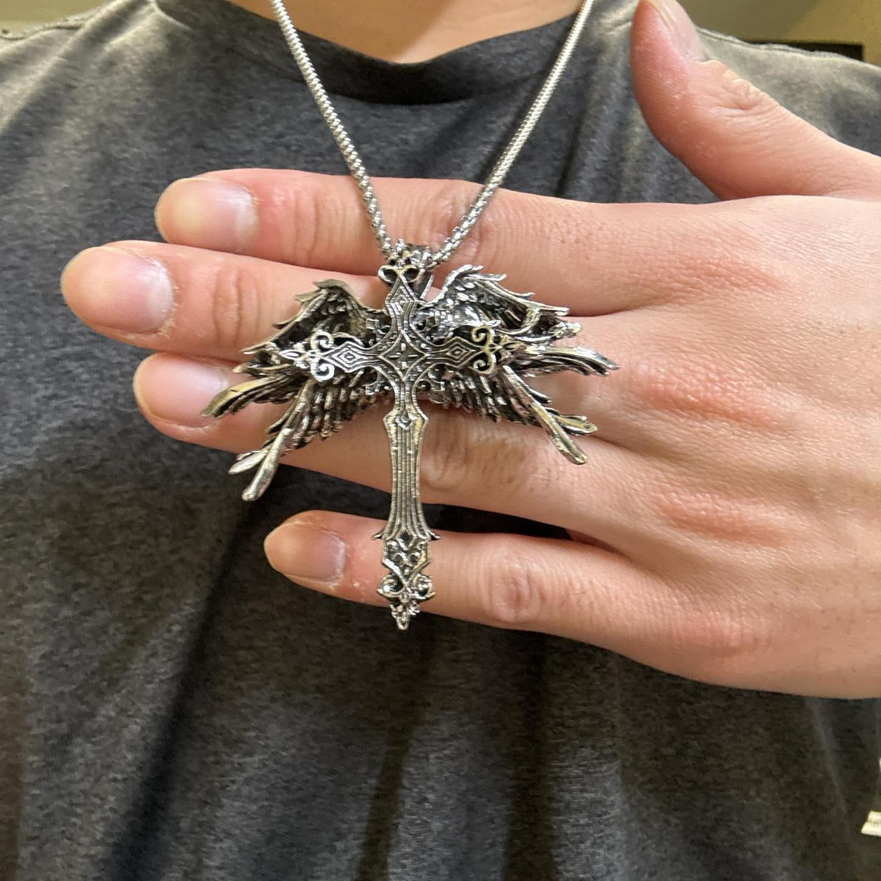 0646 - Angel Multi Wings Cross Necklace