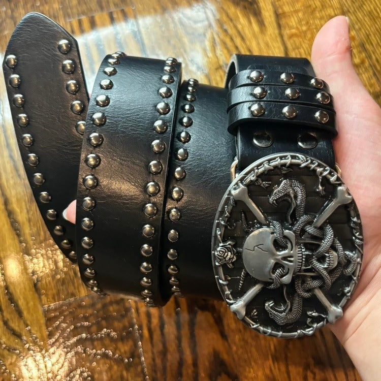 0024 - Skull-Face Rivet Belt