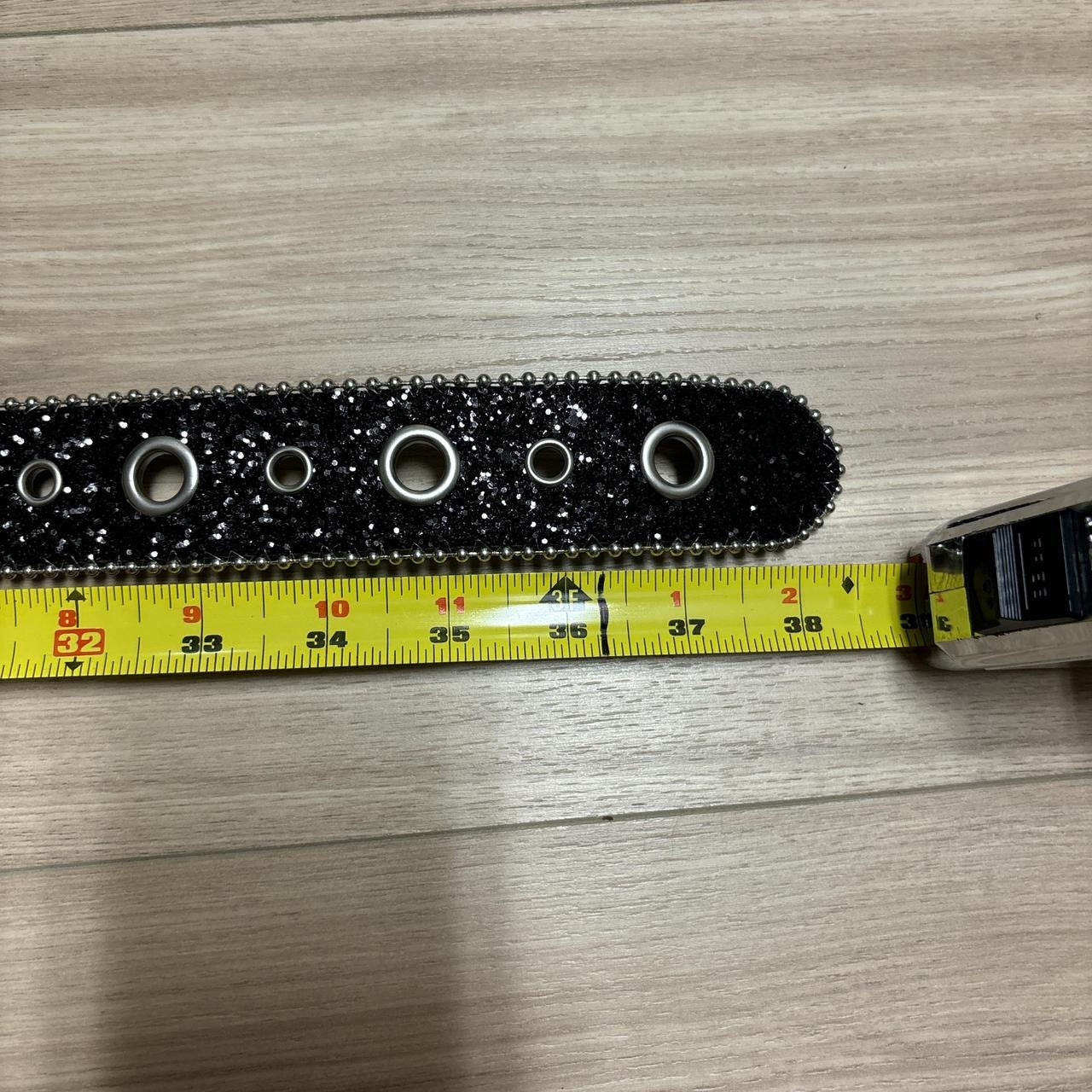 0561 - Black Rhinestone Grommet Buckle Belt