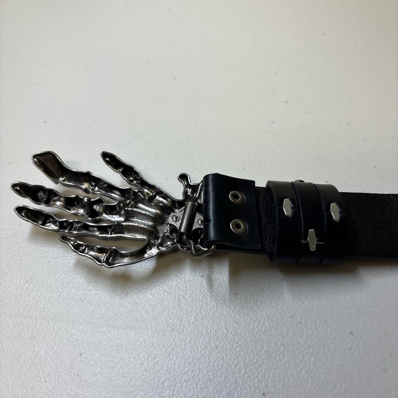 0695 - Skeleton Hand Buckle Studded Belt