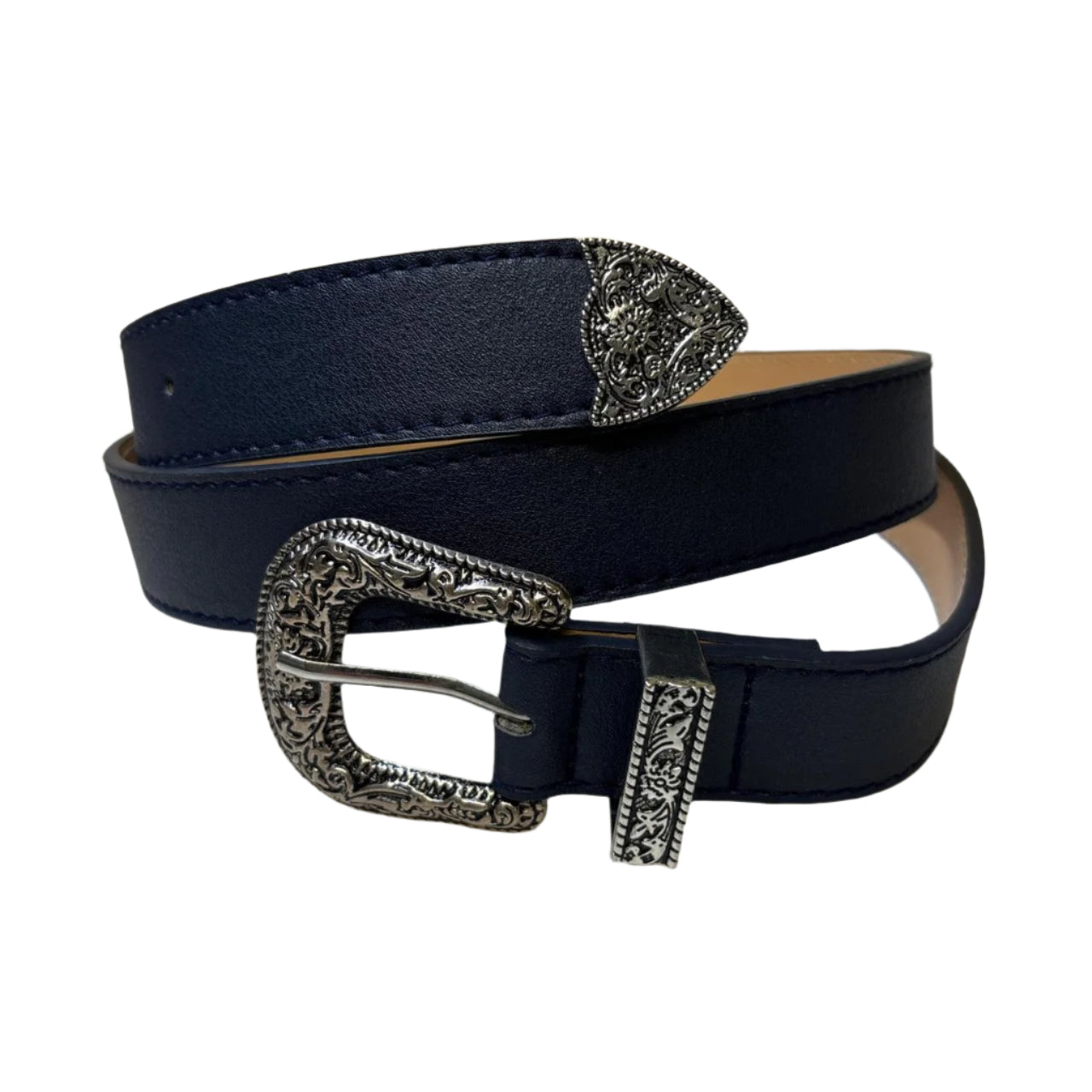 0675 - Y2K Floral Buckle Belt (navy)