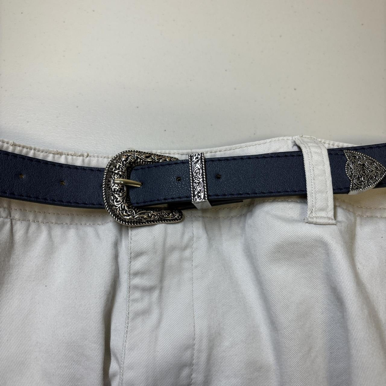 0675 - Y2K Floral Buckle Belt (navy)