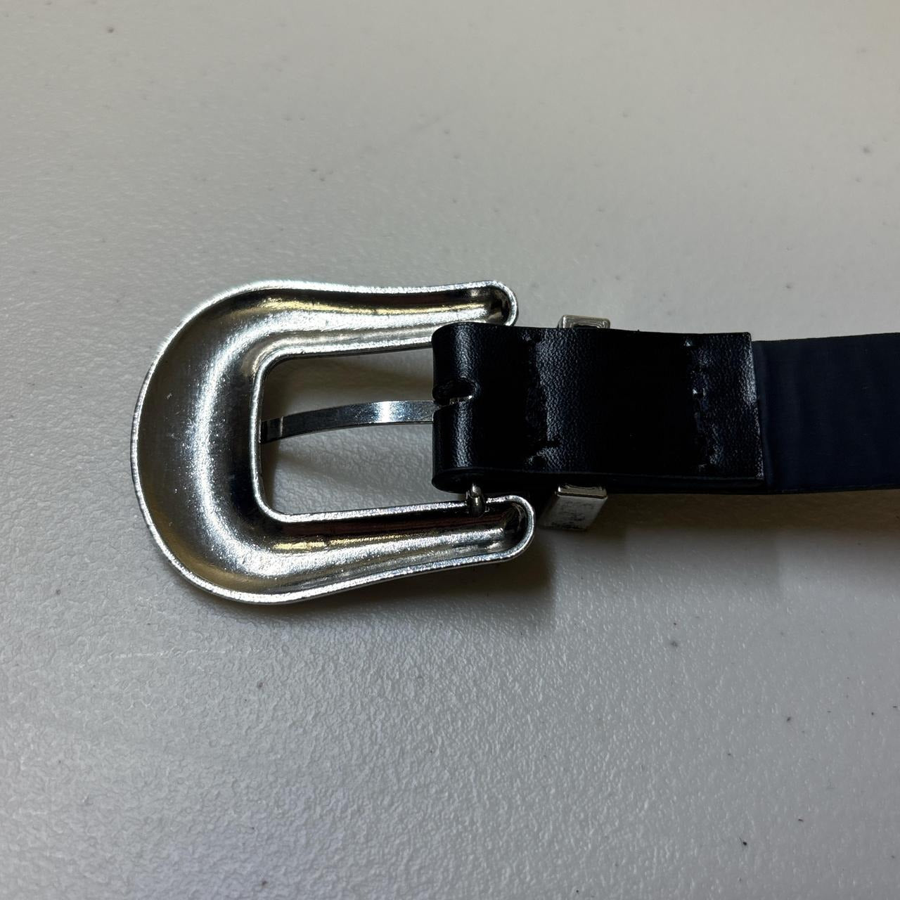 0633 - Floral Engraved Buckle Belt Black