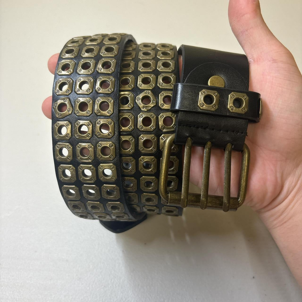 0619 - Rustic Triple Grommet Steampunk Belt