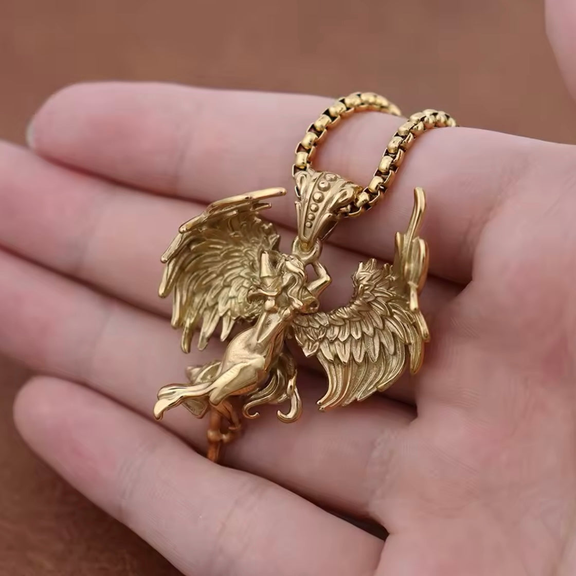 Golden Angel Pendant Necklace