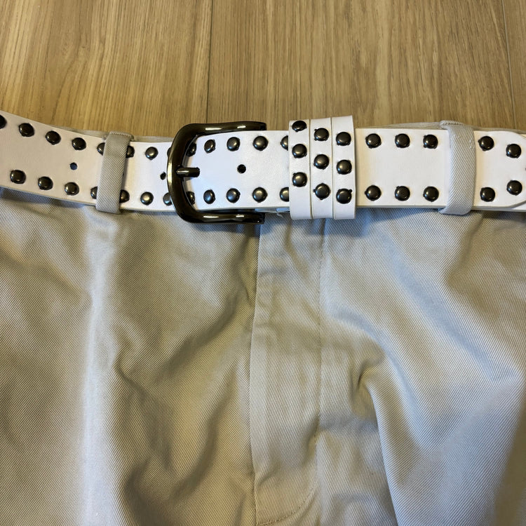 0384 - Cyber Studded Belt White