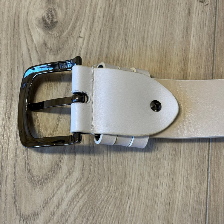 0384 - Cyber Studded Belt White