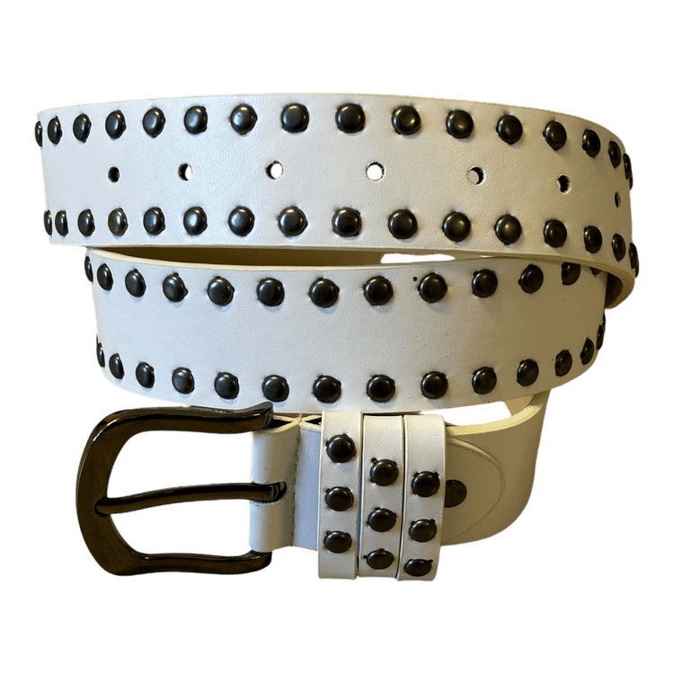 0384 - Cyber Studded Belt White