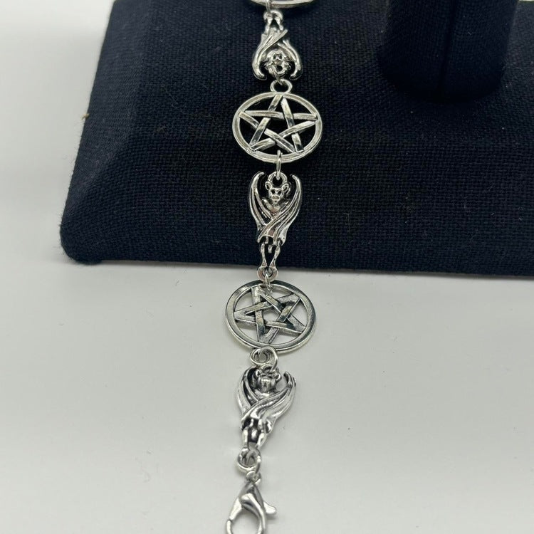 0220 - Gothic Bat Pentagram Bracelet
