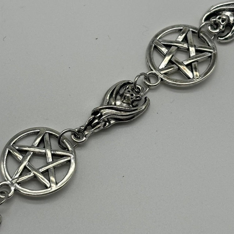 0220 - Gothic Bat Pentagram Bracelet