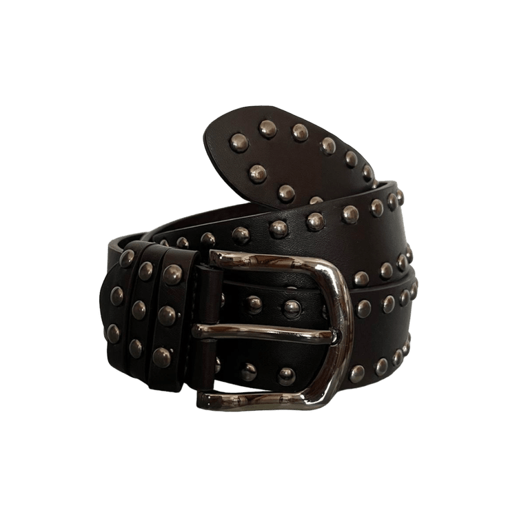 0037- Vintage Rock Studded Belt (dark brown)