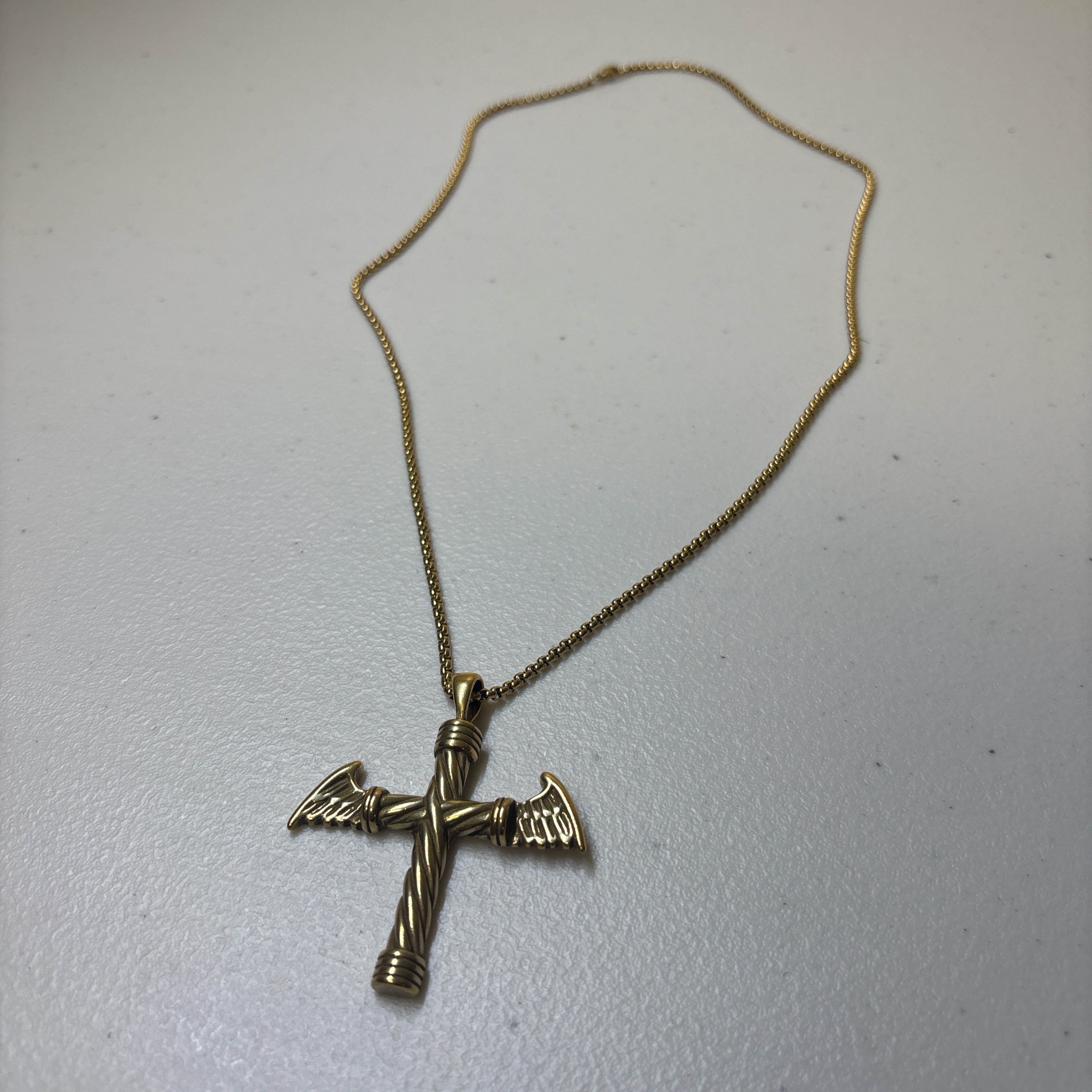 0729 - Gold Winged Cross Necklace