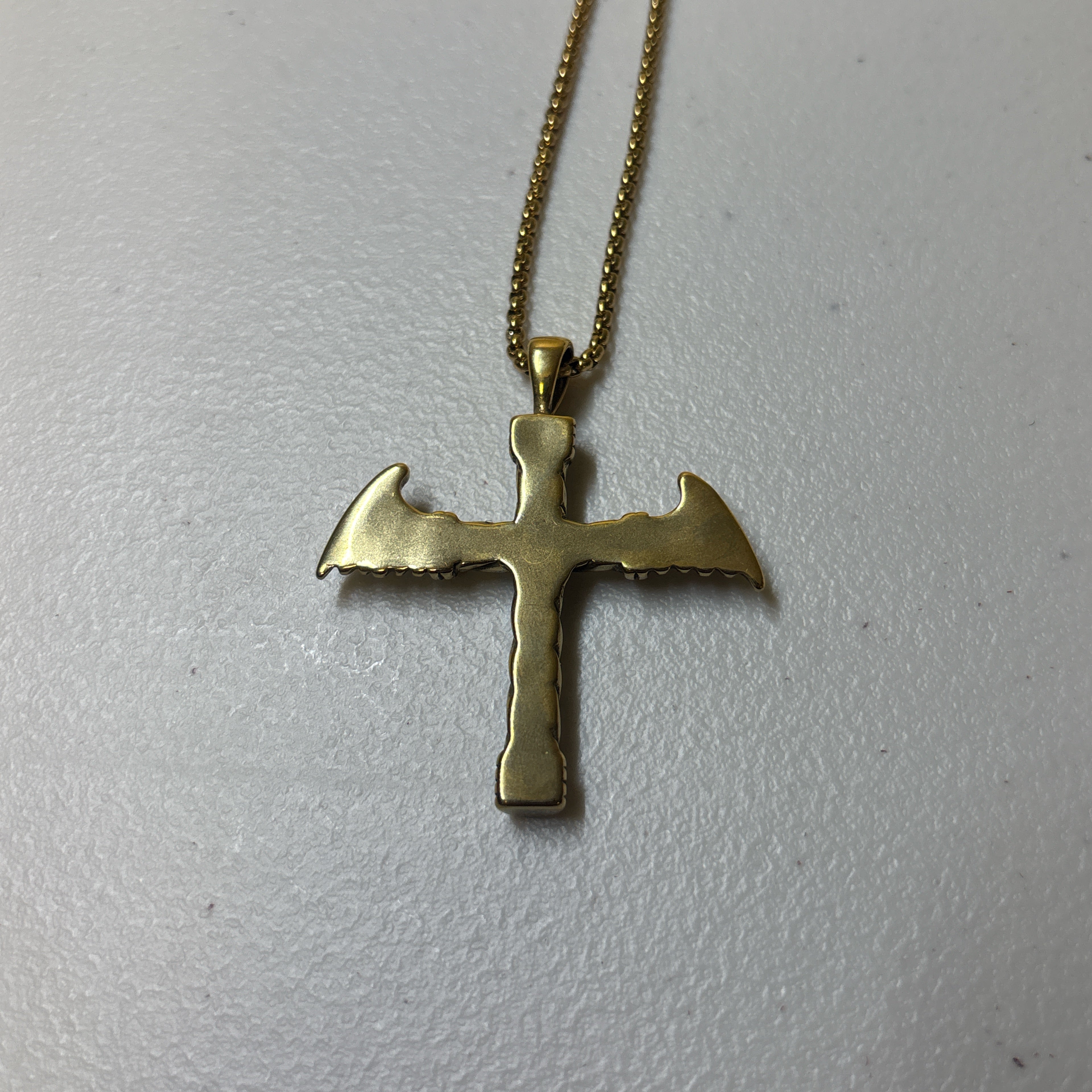0729 - Gold Winged Cross Necklace