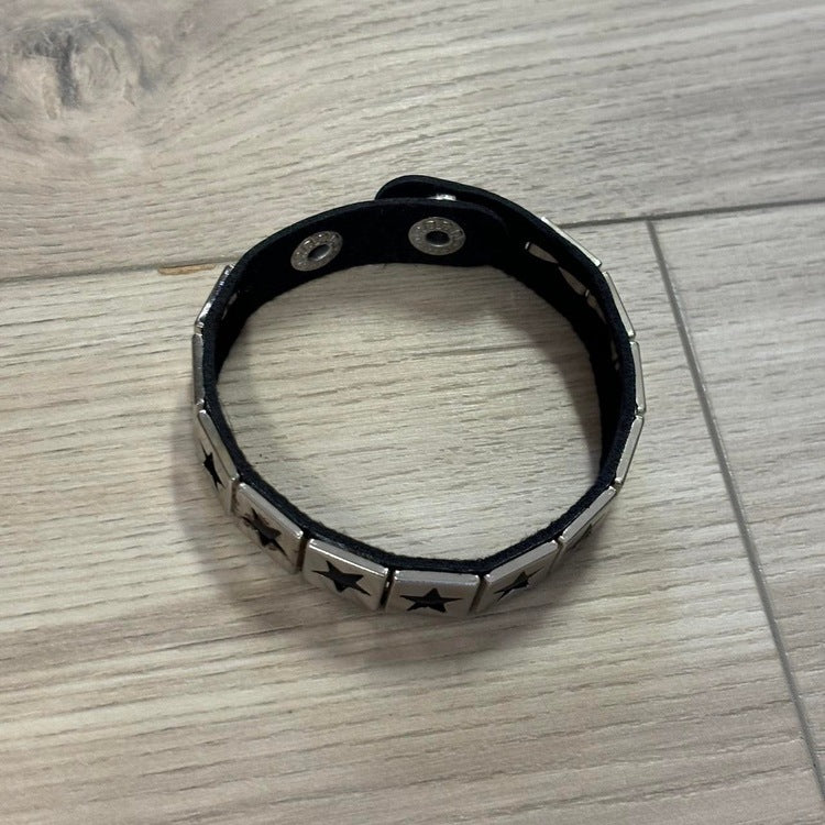 0256 - Star Leather Bracelet (1-row)