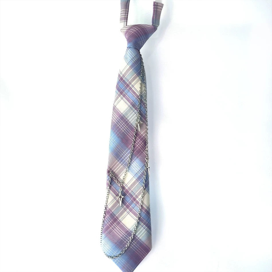 Starlit Chain Plaid Tie