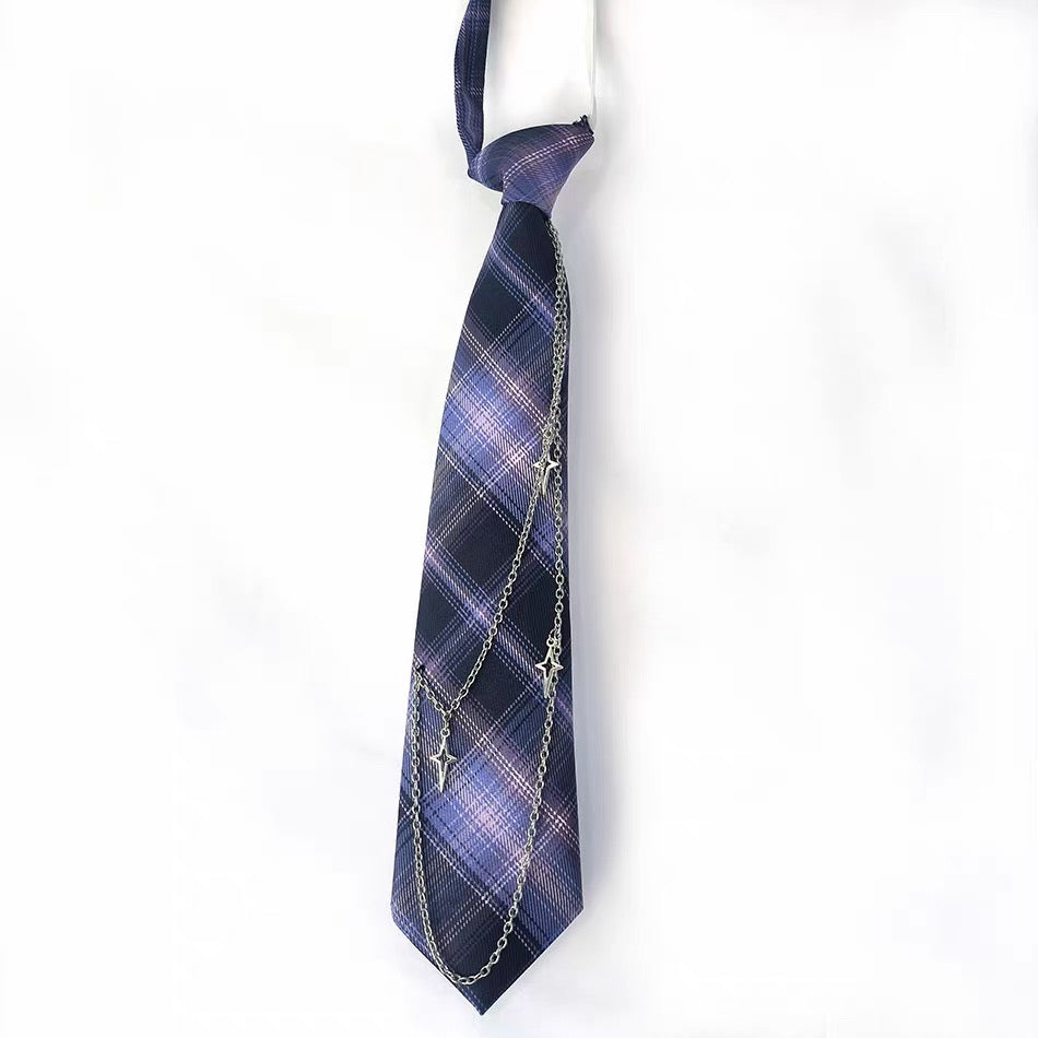 Starlit Chain Plaid Tie
