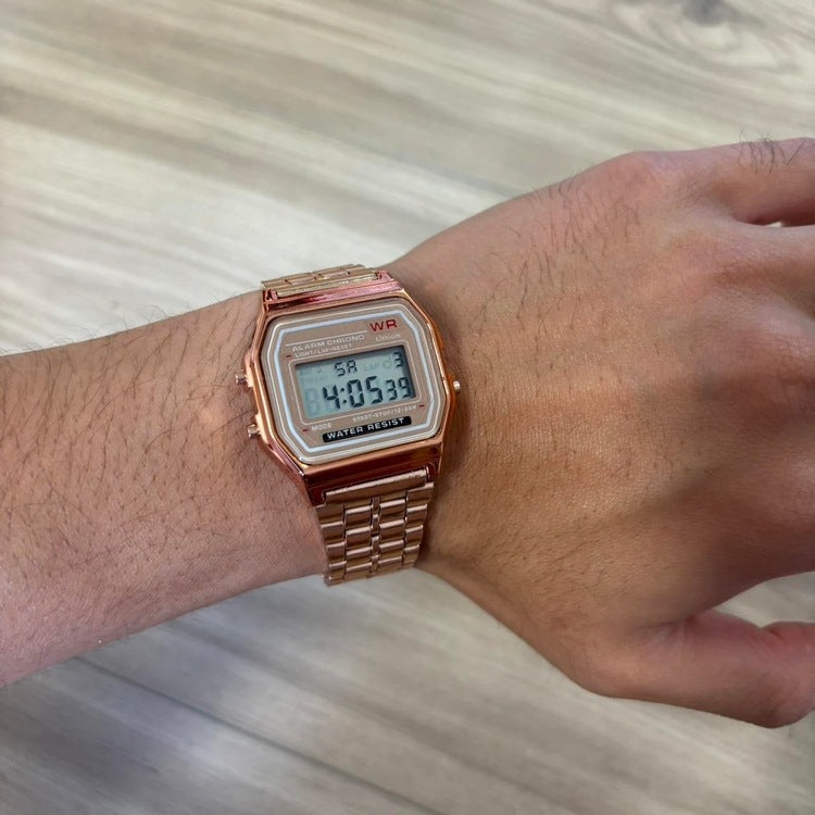 0152 - Retro Square Rose Gold Digital Watch