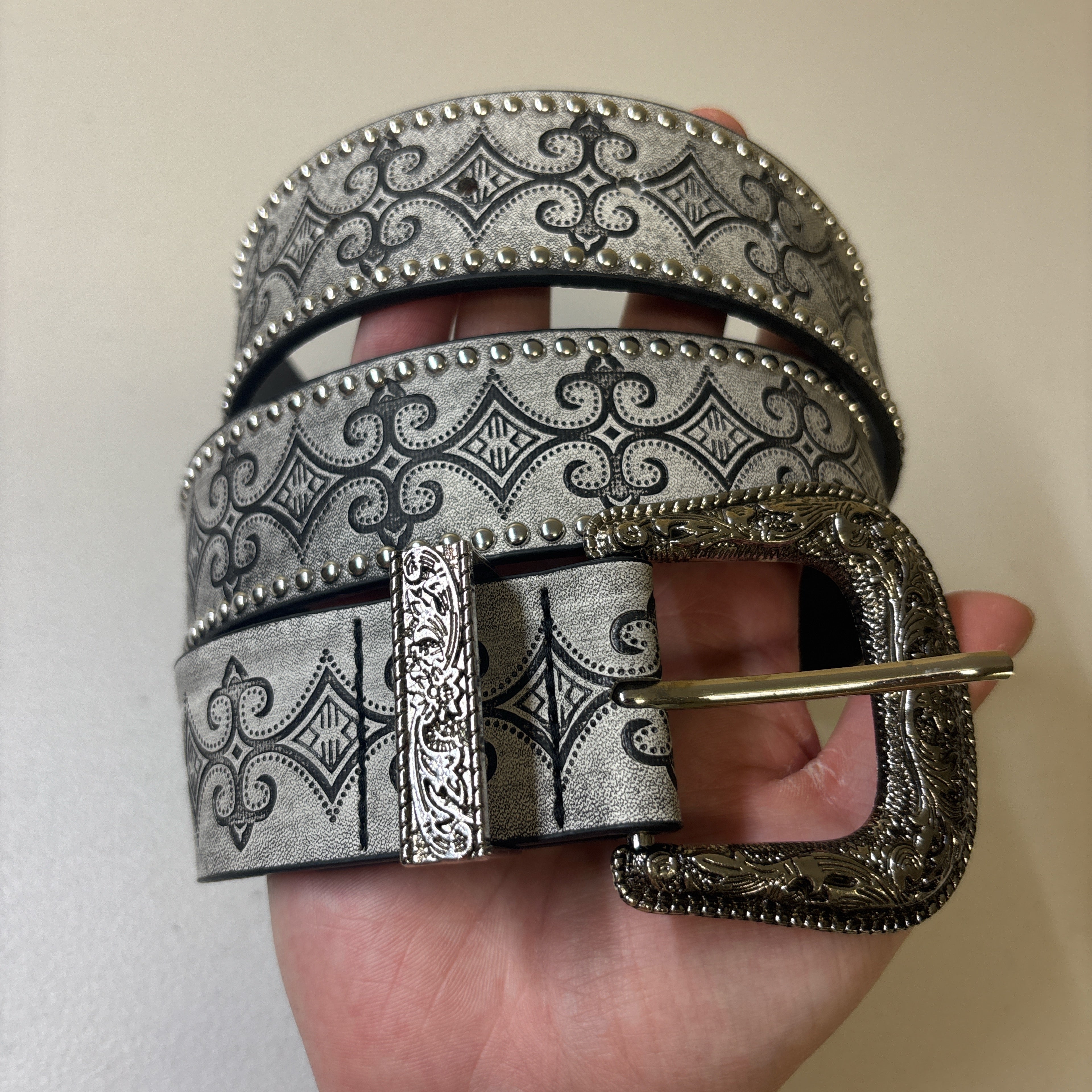 Gothic Floral Engraved Belt