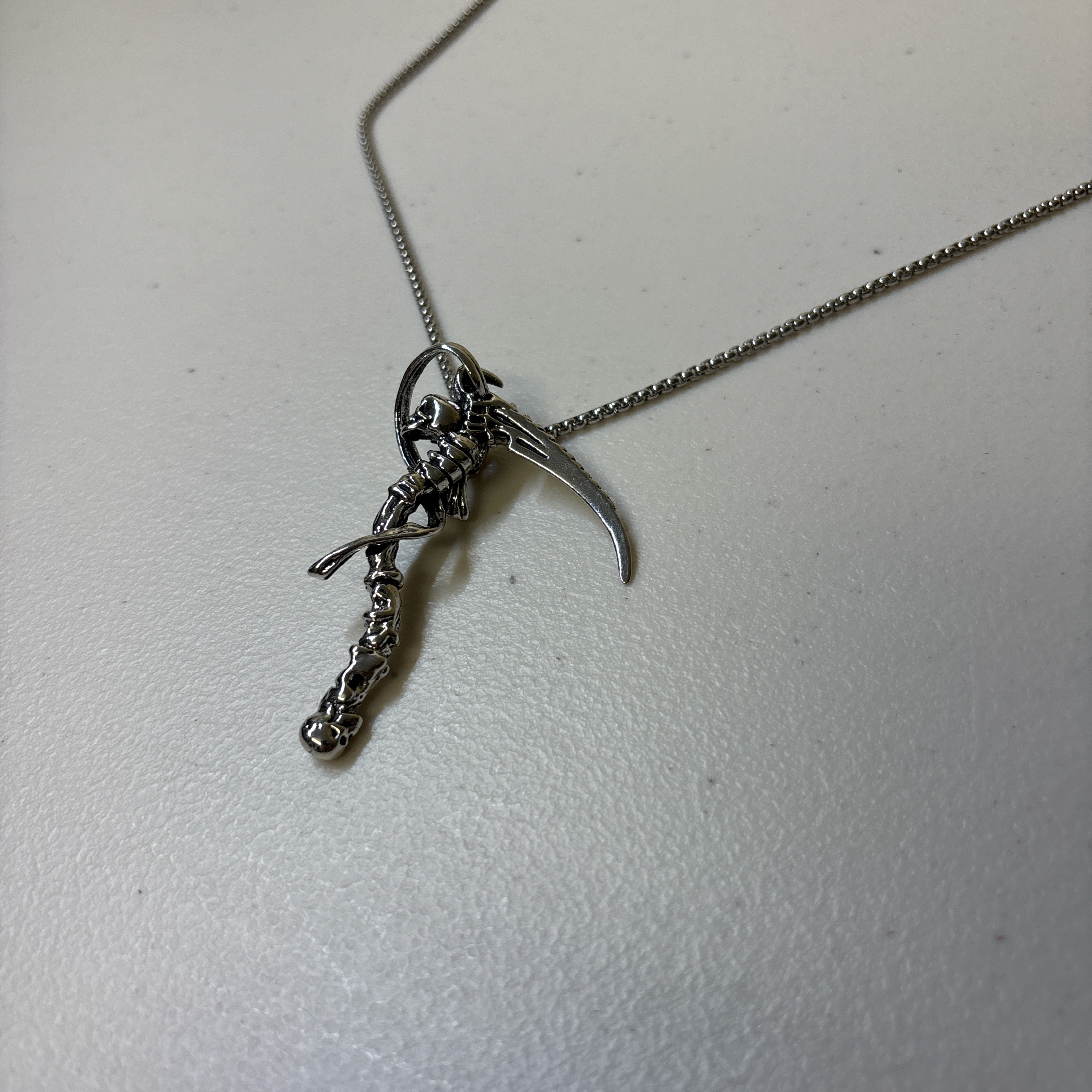 0216 - Skeleton Scythe Necklace
