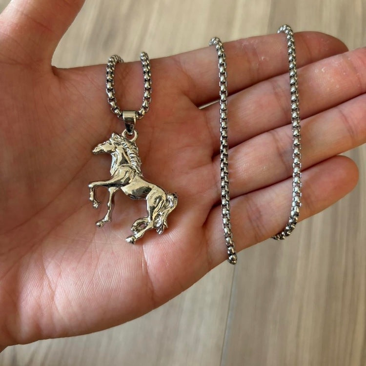 0226 - Silver Horse Pendant Necklace