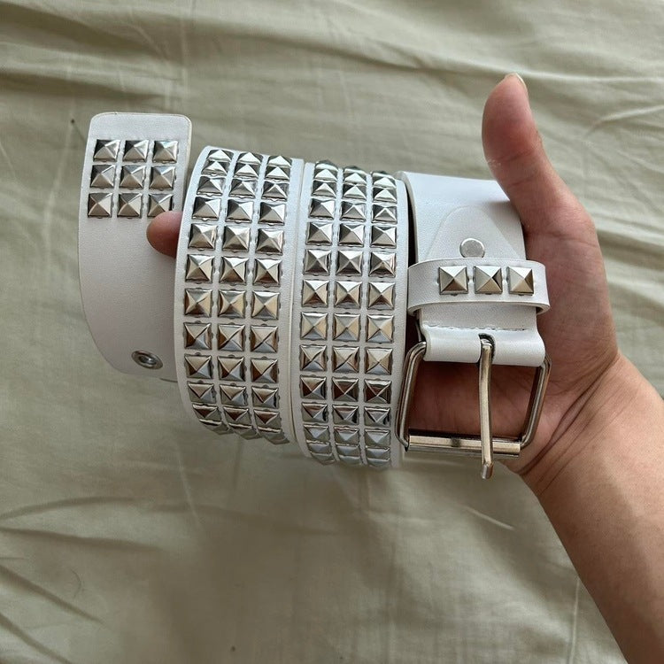 0032 - Pyramid Studded Belt (white)