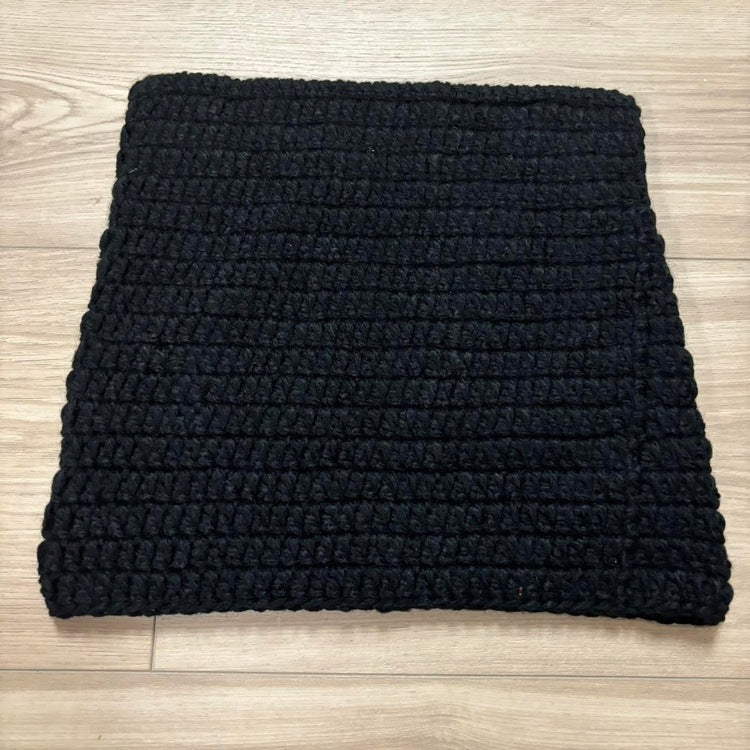 0232 - Knitted Ears Beanie (all-black)