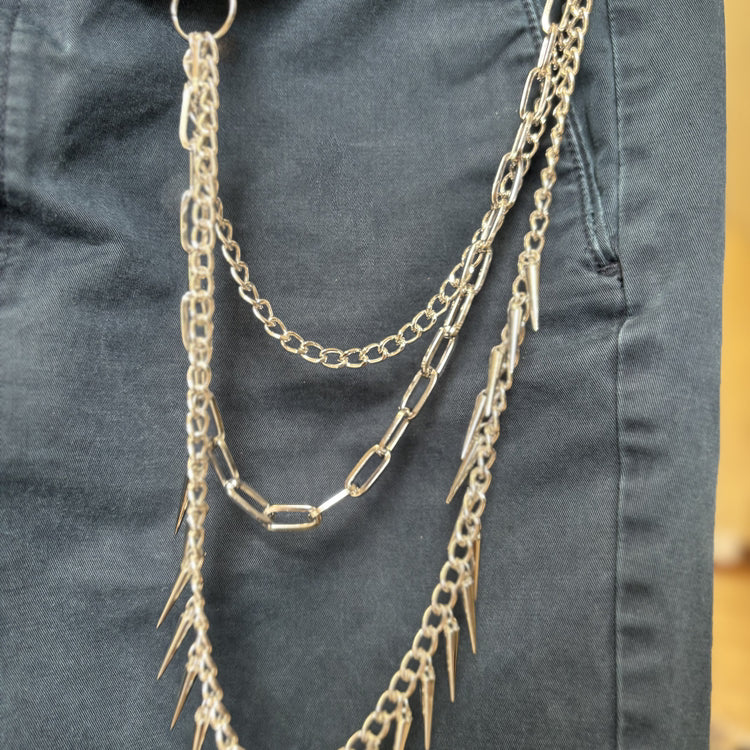 0326 - Layered Rivet Spike Wallet Chain