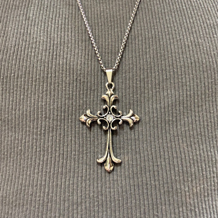 0244 - Gothic Crystal Cross Chain