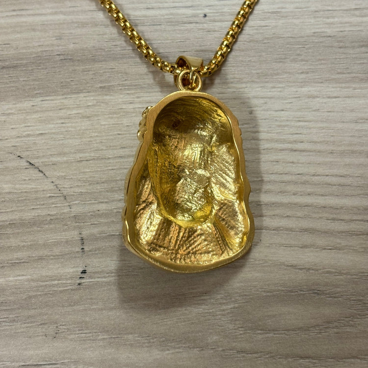 0295 - Golden Rhinestone Jesus Pendant