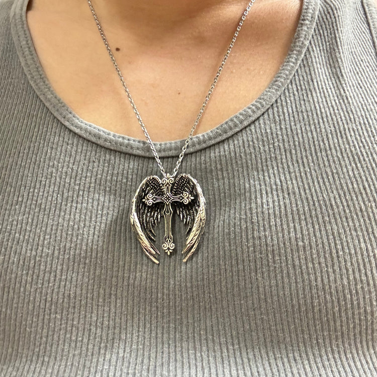 0192 - Angel Wings Cross Necklace