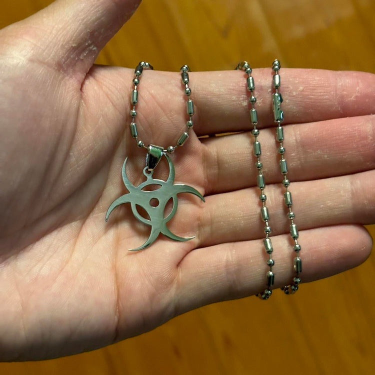 0255 - Silver Biohazard Necklace