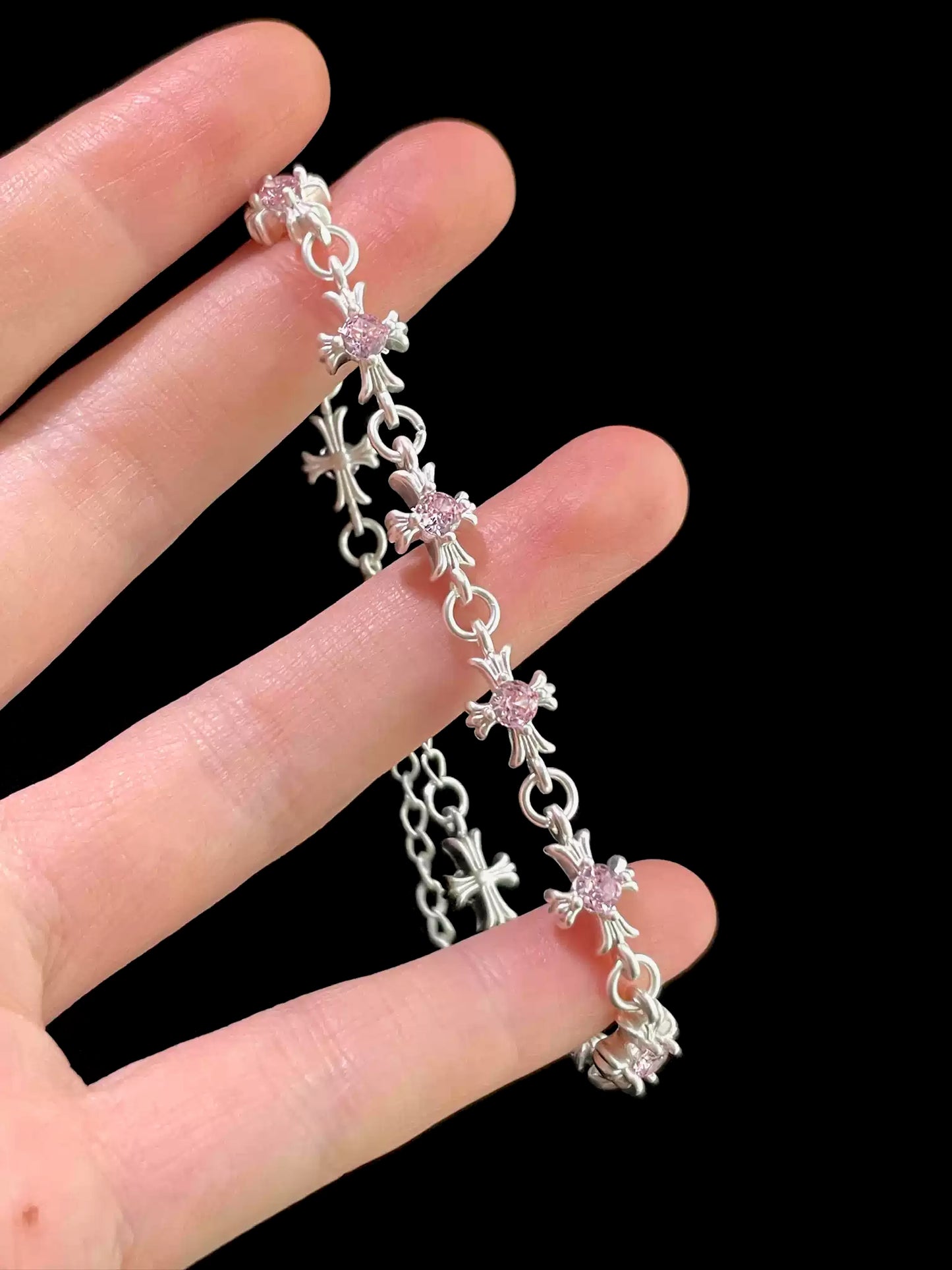 Pink Crucifix Bracelet