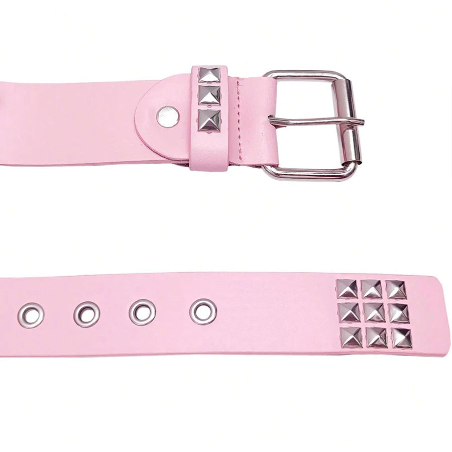 Pink Pyramid Studded Belt