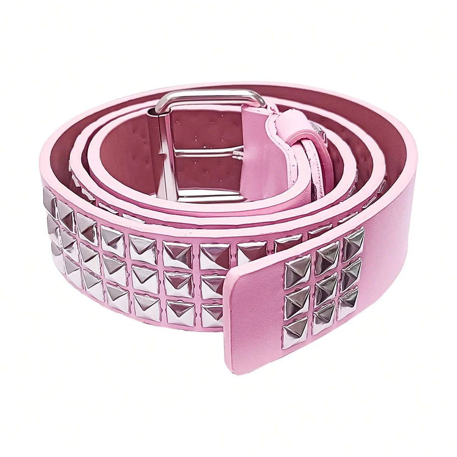 Pink Pyramid Studded Belt