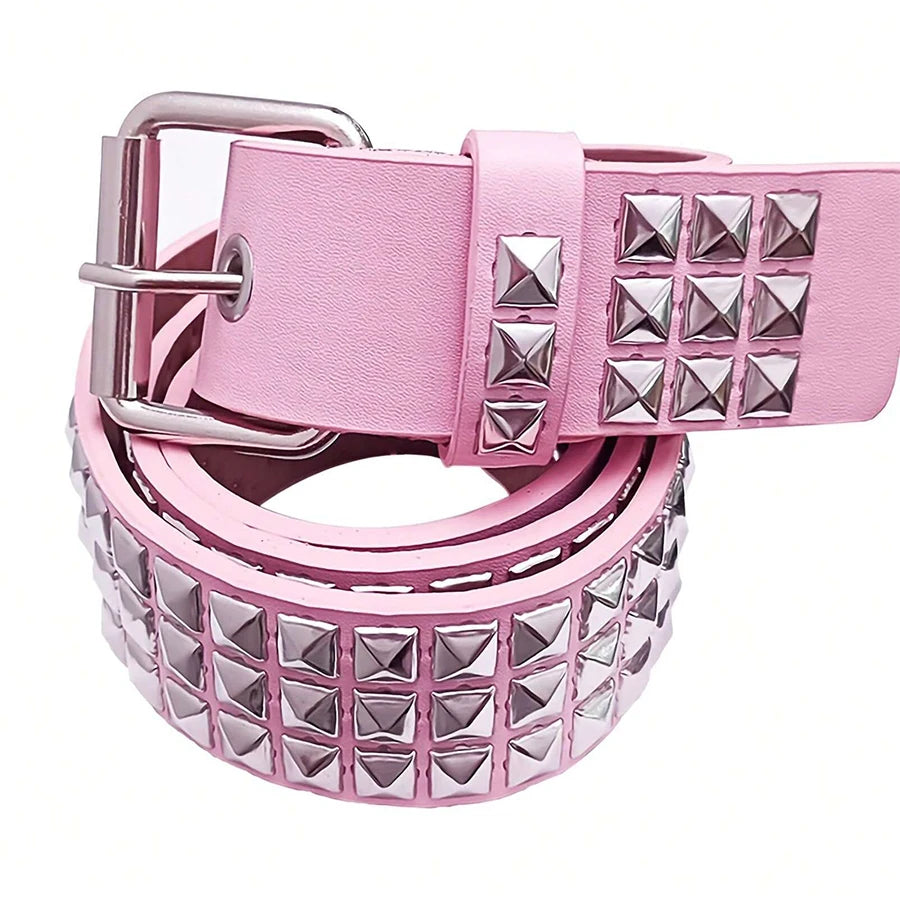 Pink Pyramid Studded Belt