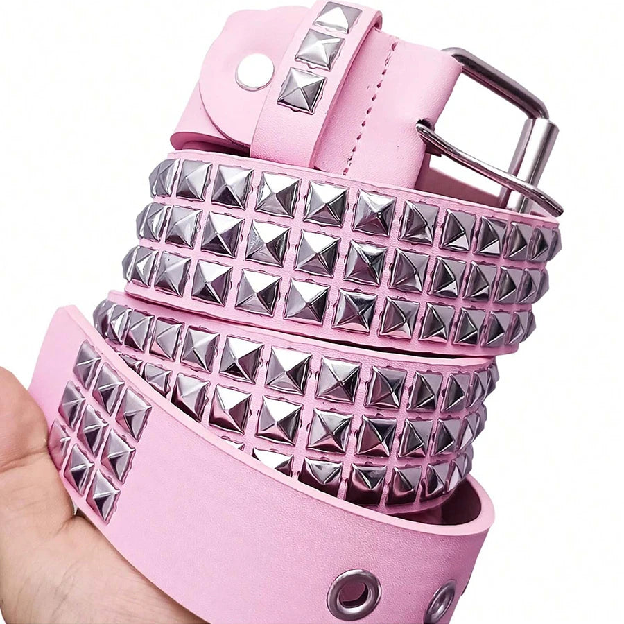 Pink Pyramid Studded Belt