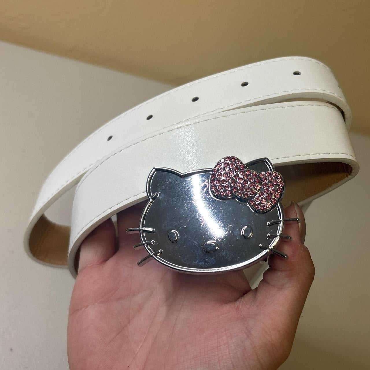 0617 - Rhinestone Hello Kitty Belt (white)