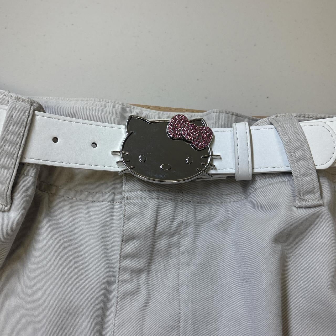 0617 - Rhinestone Hello Kitty Belt (white)