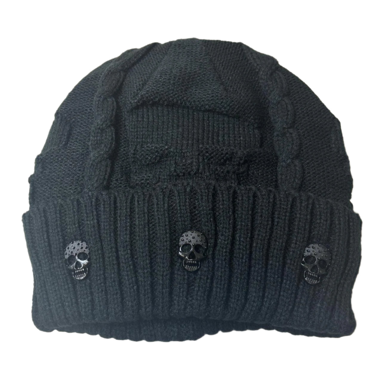 0667 - Skull Knitted Beanie (black)