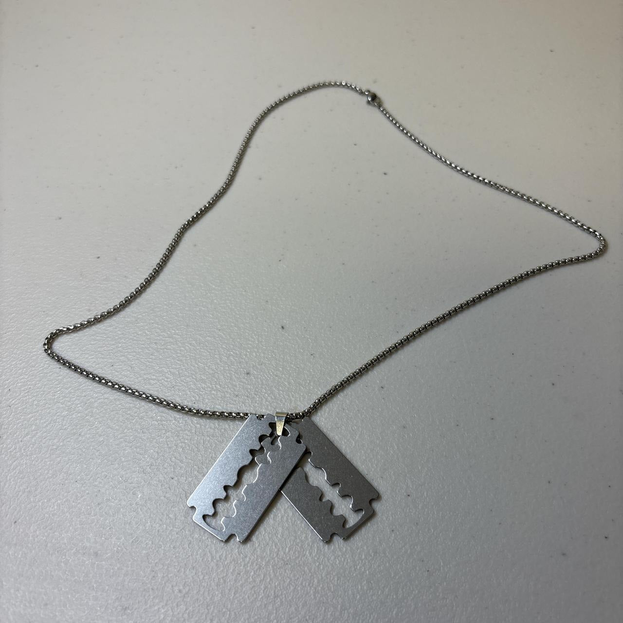 0721 - Double Razor Pendant Necklace